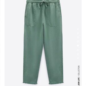 ZARA | Seafoam Green Jogging Pant Pockets Elastic Waist Pull on Pants Lyocell M